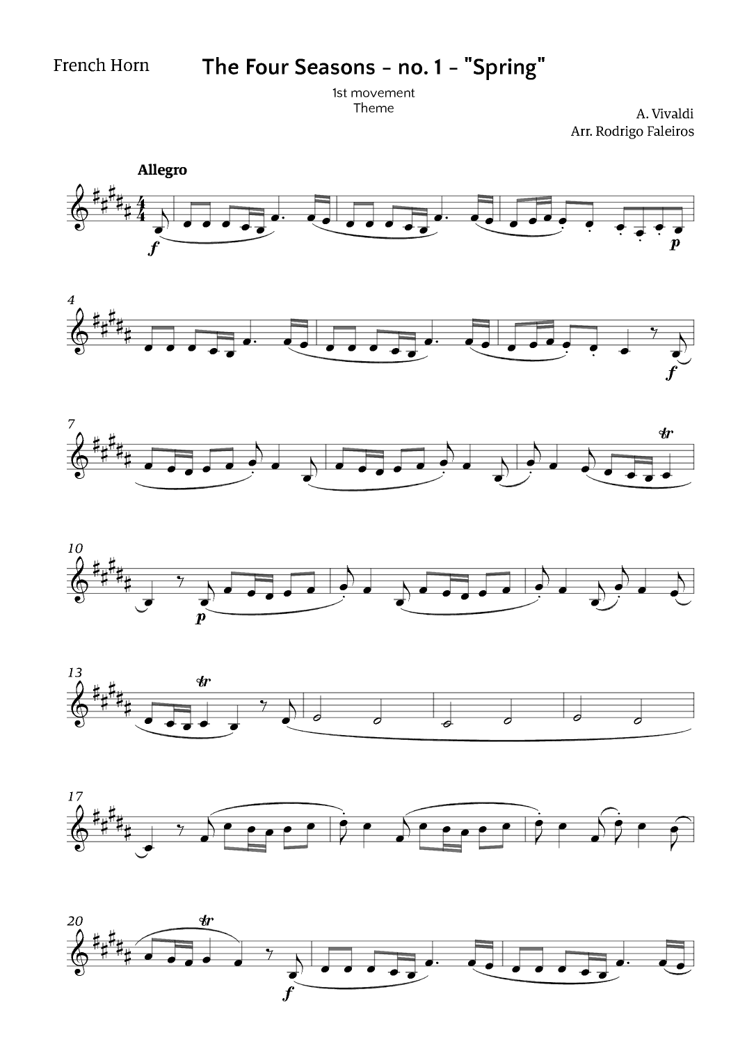 The Four Seasons - Spring (arr. Rodrigo Faleiros)