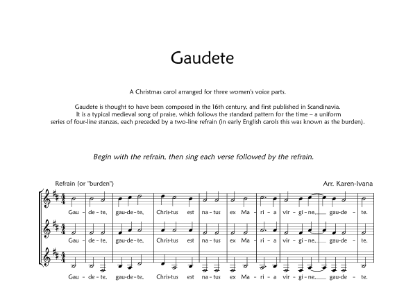 Gaudete (arr. Karen Ivana)