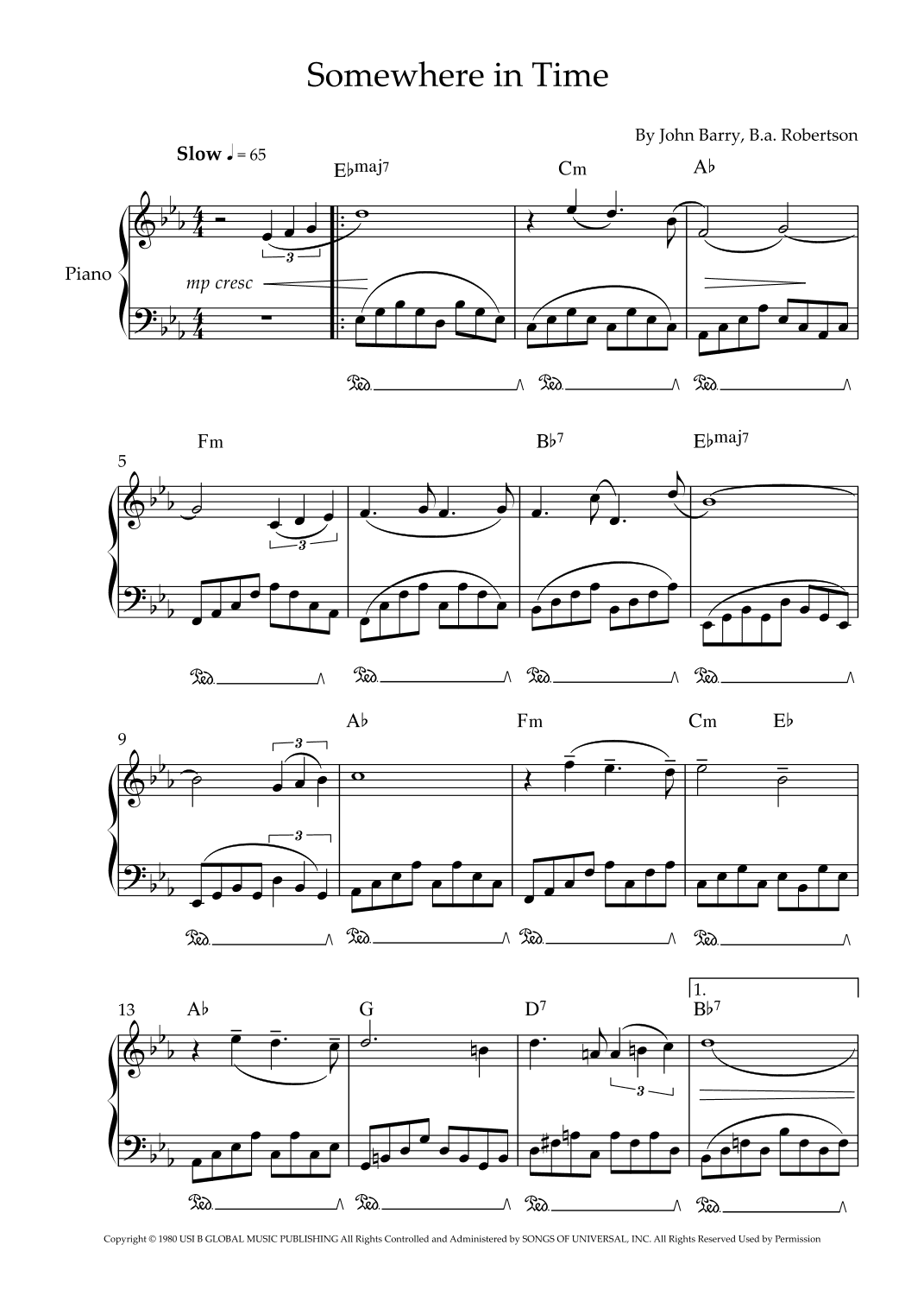Somewhere In Time (arr. Musik Presse)