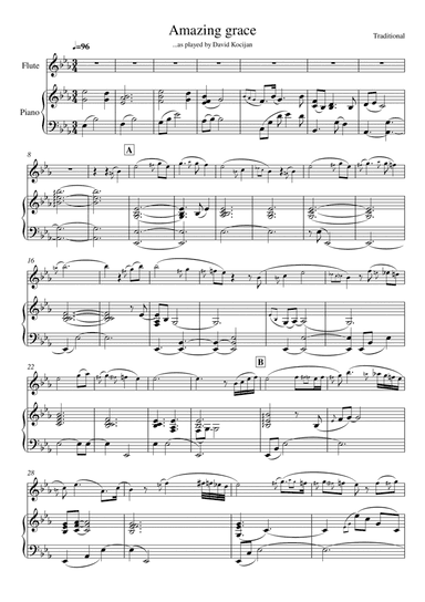 Amazing grace (piano & flute) (arr. David Kocijan)