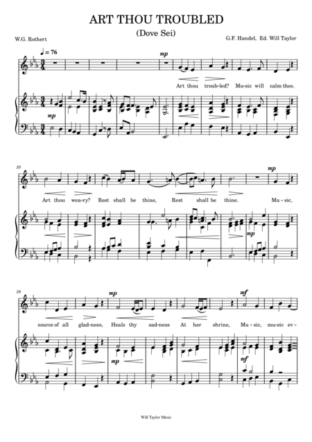 ART THOU TROUBLED (medium voice Eb) (arr. Will Taylor)