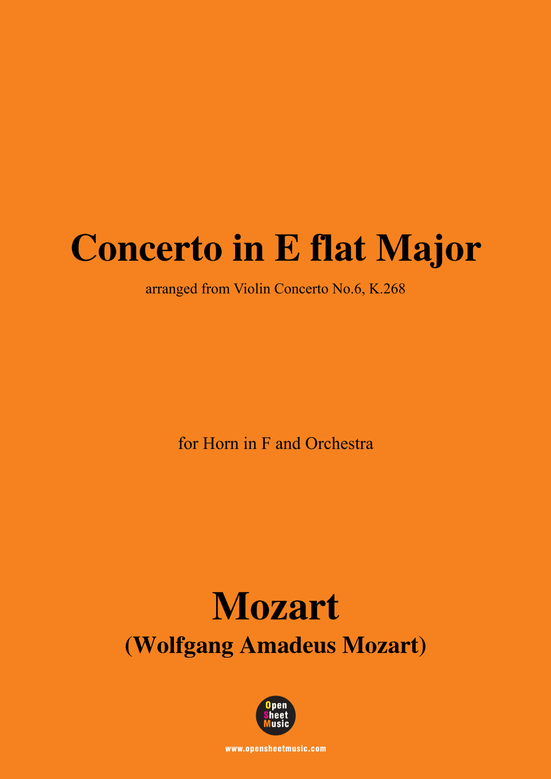 W. A. Mozart-Concerto in E flat Major,for Horn in F and Orchestra (arr. OSM Press)