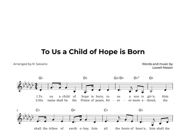 To Us a Child of Hope is Born (Key of G-Flat Major) (arr. R. Salvario)