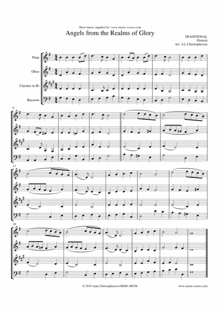 Angels From the Realms of Glory - Wind Quartet (arr. Anne L Christopherson GRSM ARCM)