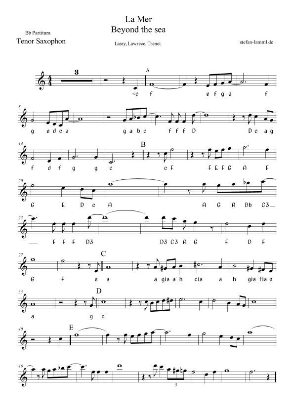 Beyond The Sea (arr. stefan-lamml.de)