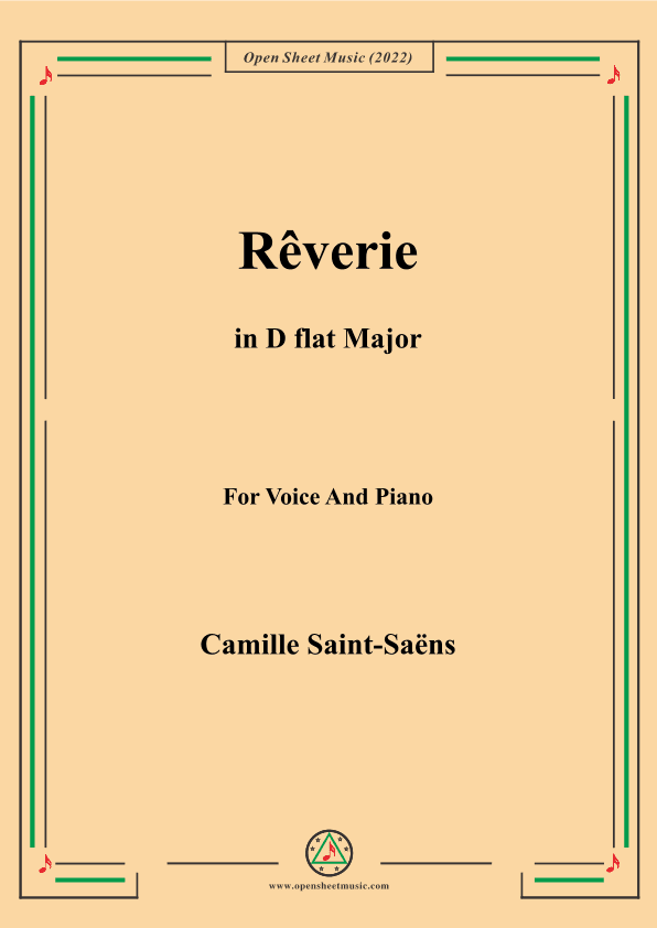Saint-Saëns-Rêverie in D flat Major,for Voice and Piano (arr. MSM)