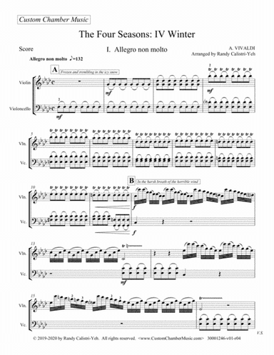 Vivaldi: The Four Seasons "Winter", Mvt. 1 (violin/cello duet) (arr. Randy Calistri-Yeh)
