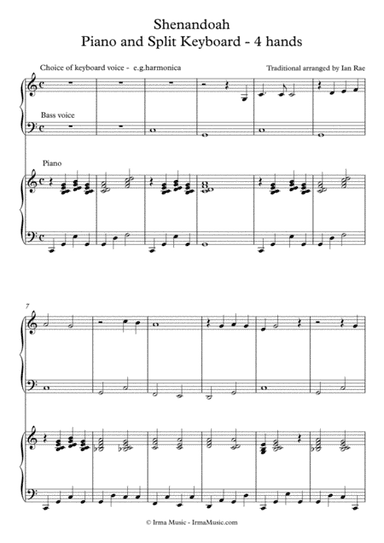 Shenandoah - Beginner keyboard - intermediate piano - 4 hands (arr. Ian Rae)