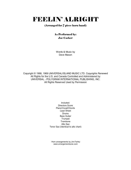 Feelin' Alright (arr. Jim Farley www.arrangementsone.com)
