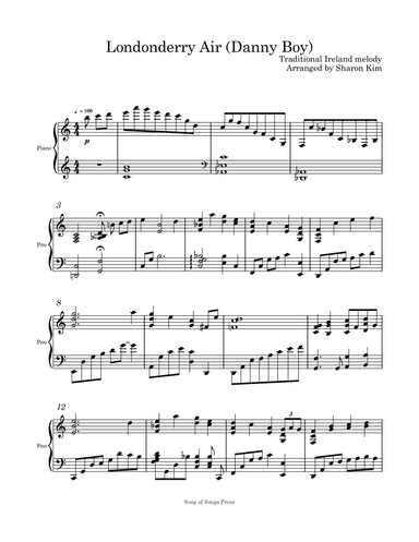 Londonderry Air (Danny Boy) for Piano Solo (arr. Sharon Kim)
