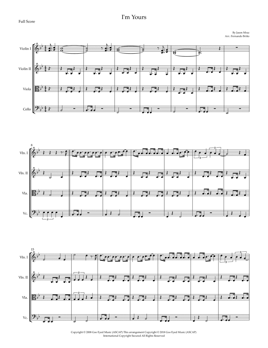 I'm Yours (arr. Fernando Britto)