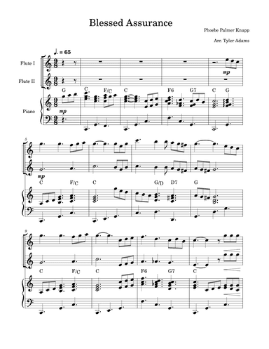 Blessed Assurance (Flute Duet with Piano) (arr. Tyler Adams)
