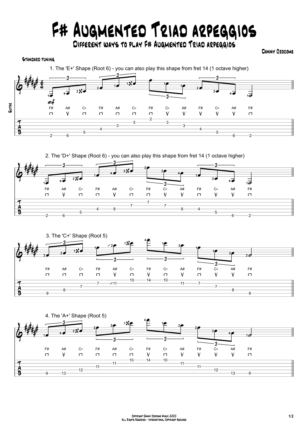 F# Augmented Triad Arpeggios (5 Ways to Play)