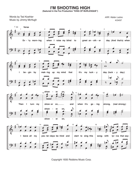 I'm Shooting High (arr. Walter Latzko)
