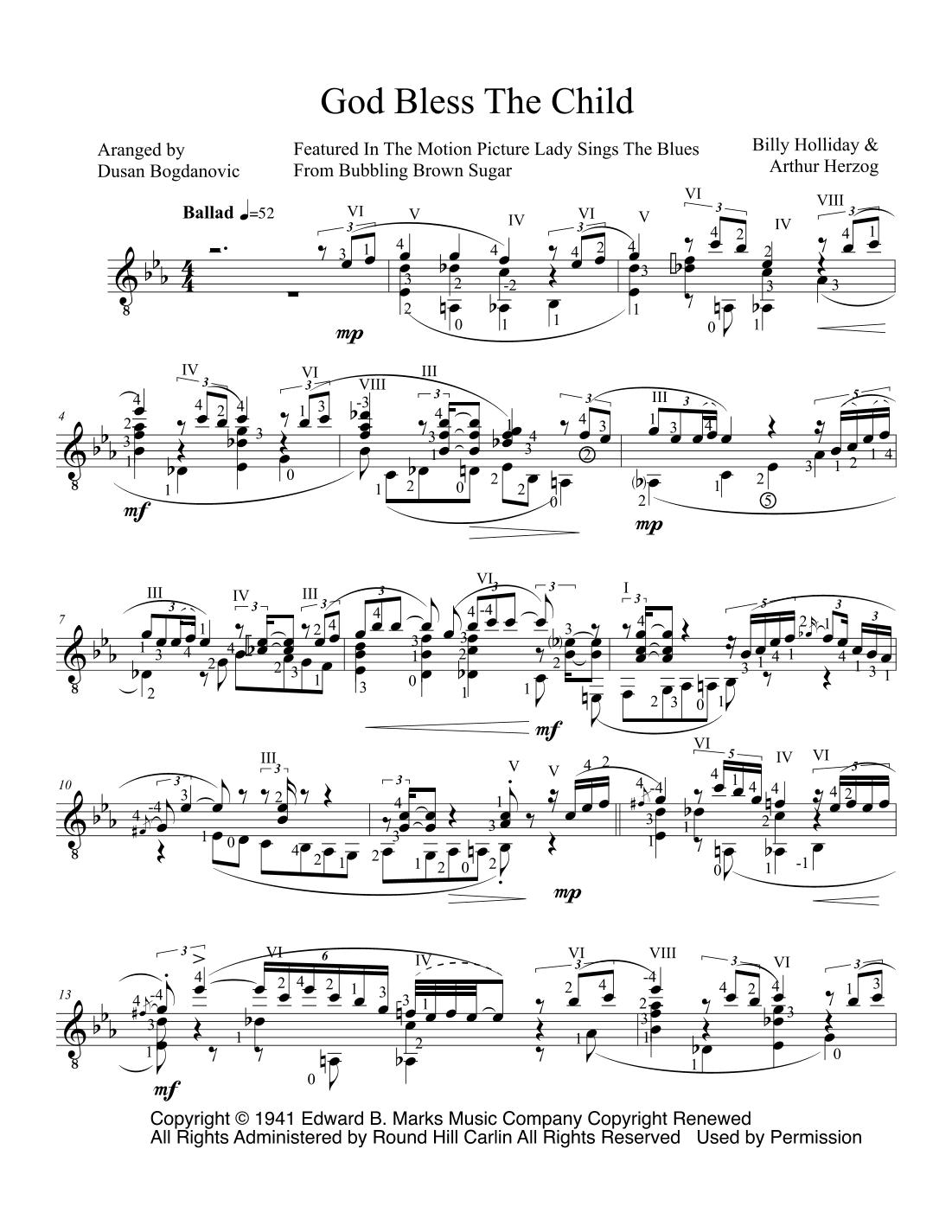 God Bless' The Child (arr. Dusan Bogdanovic)