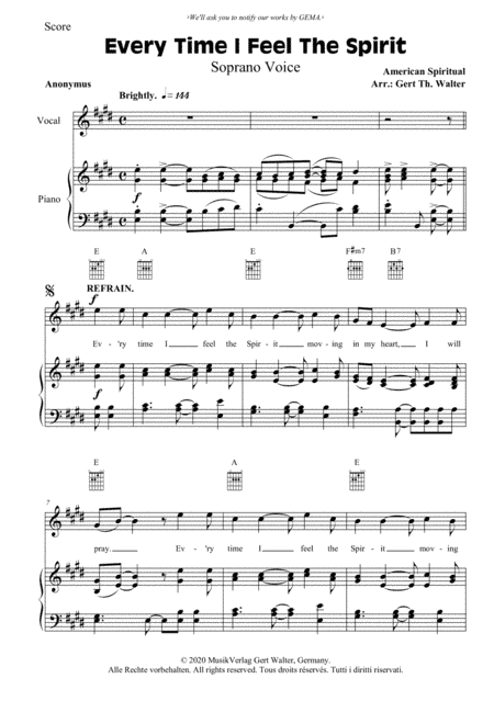 Every Time I Feel The Spirit (arr. Gert Th. Walter)