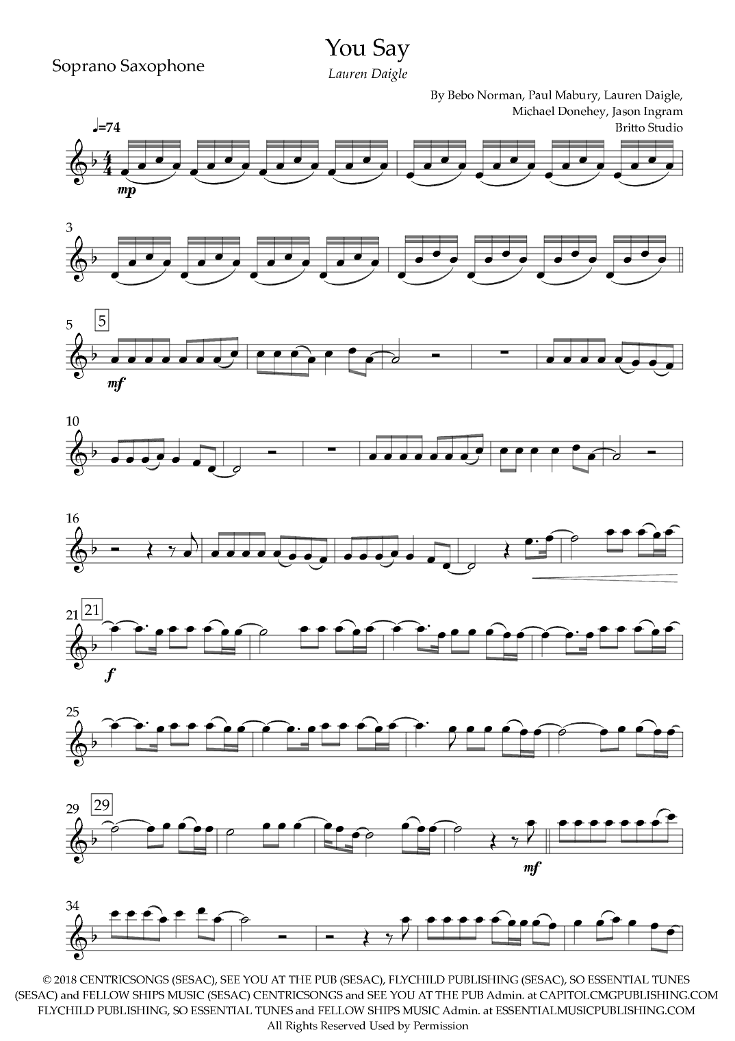 You Say (arr. Fabio Britto)