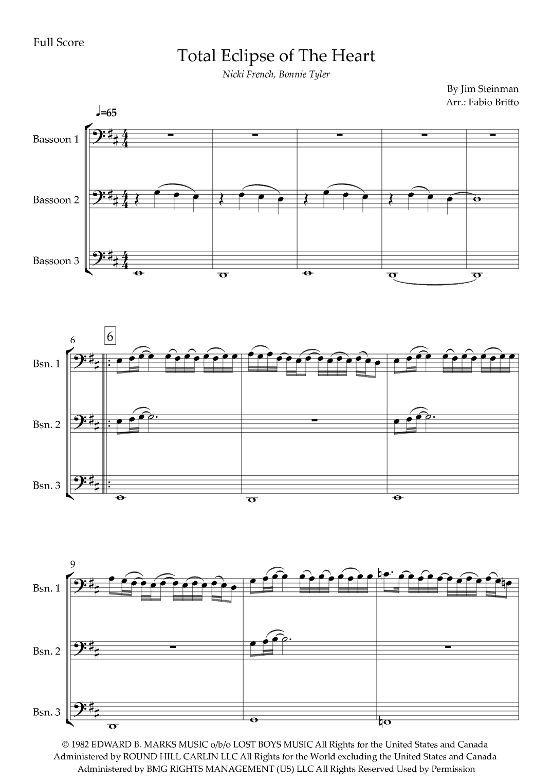 Total Eclipse Of The Heart (arr. Fabio Britto)