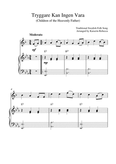 Tryggare Kan Ingen Vara (for tenor saxophone solo and piano accompaniment) (arr. Kaiserin Rebecca)