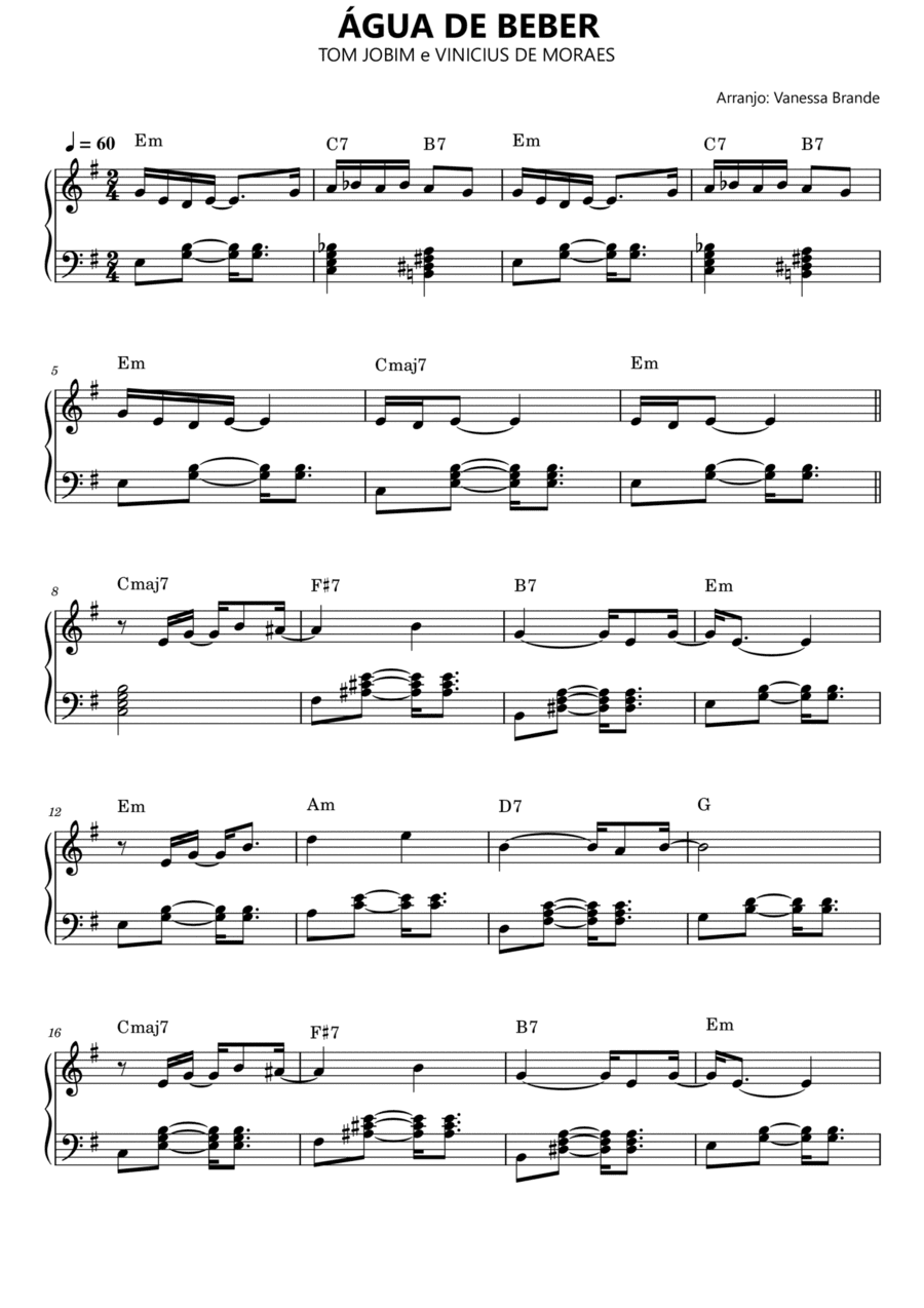 Agua De Beber (arr. Vanessa Brande)