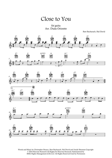 Close To You (arr. Duda Oriontte)