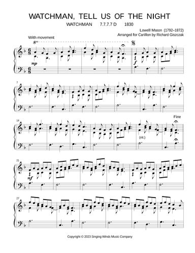 Watchman, Tell Us of the Night  (WATCHMAN) (arr. Richard Giszczak)