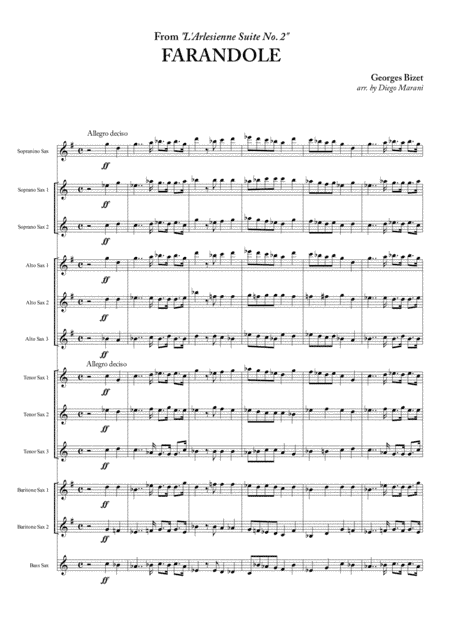 Farandole from "L'Arlesienne Suite No. 2" for Saxophone Ensemble (arr. Diego Marani)