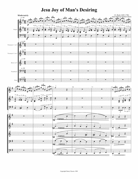 Jesu Joy of Man’s Desiring for Brass Quintet and Organ (arr. Gordon Cherry)
