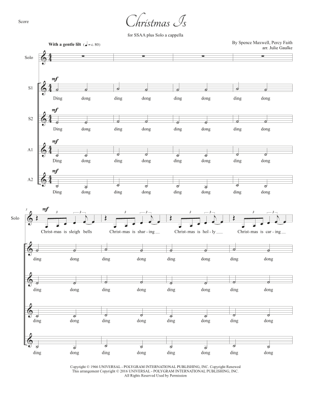 Christmas Is (arr. Julie Gaulke)