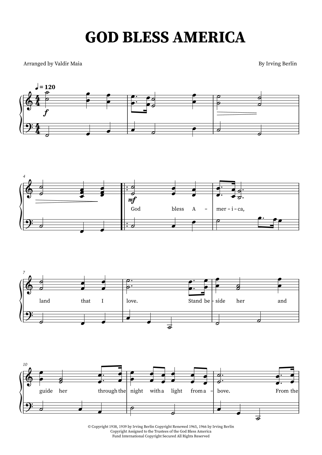 God Bless America ® (arr. Valdir Maia)