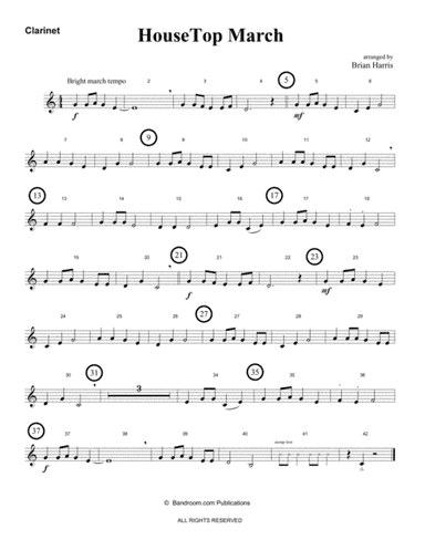 HOUSETOP MARCH (Up on the Roof Top) - beginner band - easy - score, parts & license to copy (arr. Bandroom.com Publications)