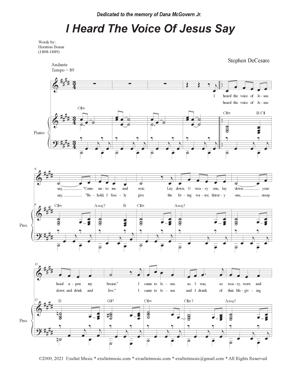 I Heard The Voice Of Jesus Say (Vocal solo - Medium Key)