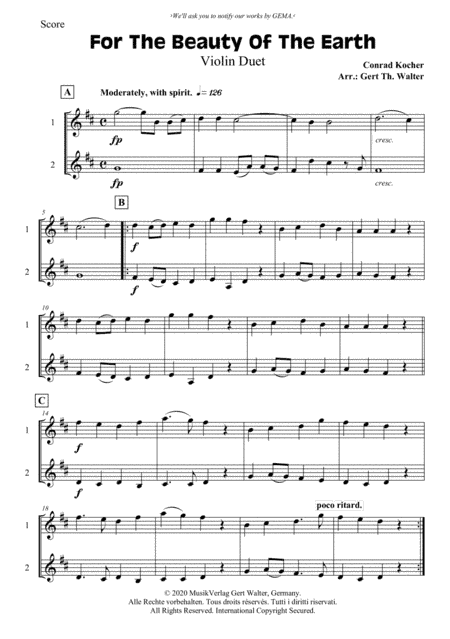 For The Beauty Of The Earth (arr. Gert Th. Walter)