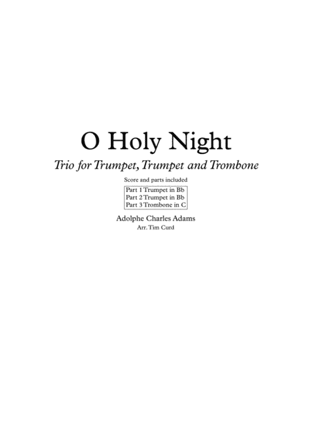 O Holy Night. Trio for Trumpet, Trumpet and Trombone. (arr. Tim Curd)