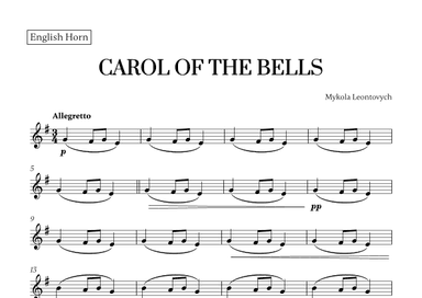 Carol of the Bells (Very Easy/Beginner) - A minor (for English Horn) (arr. Cadenza Editions)