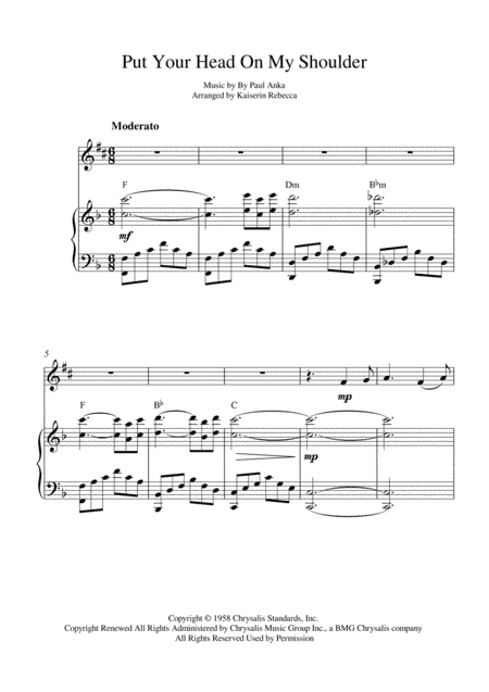 Put Your Head On My Shoulder (arr. Kaiserin Rebecca)