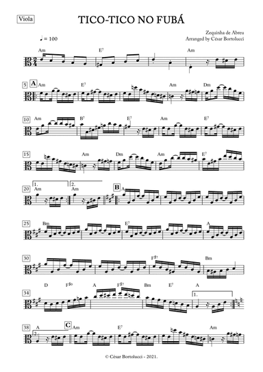 Tico-tico no Fubá - Viola with chords (arr. ACT Bortolucci)