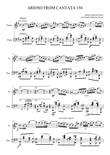 Arioso from cantata 156 for Flute and Piano (arr. Emidio Moreira Neves)