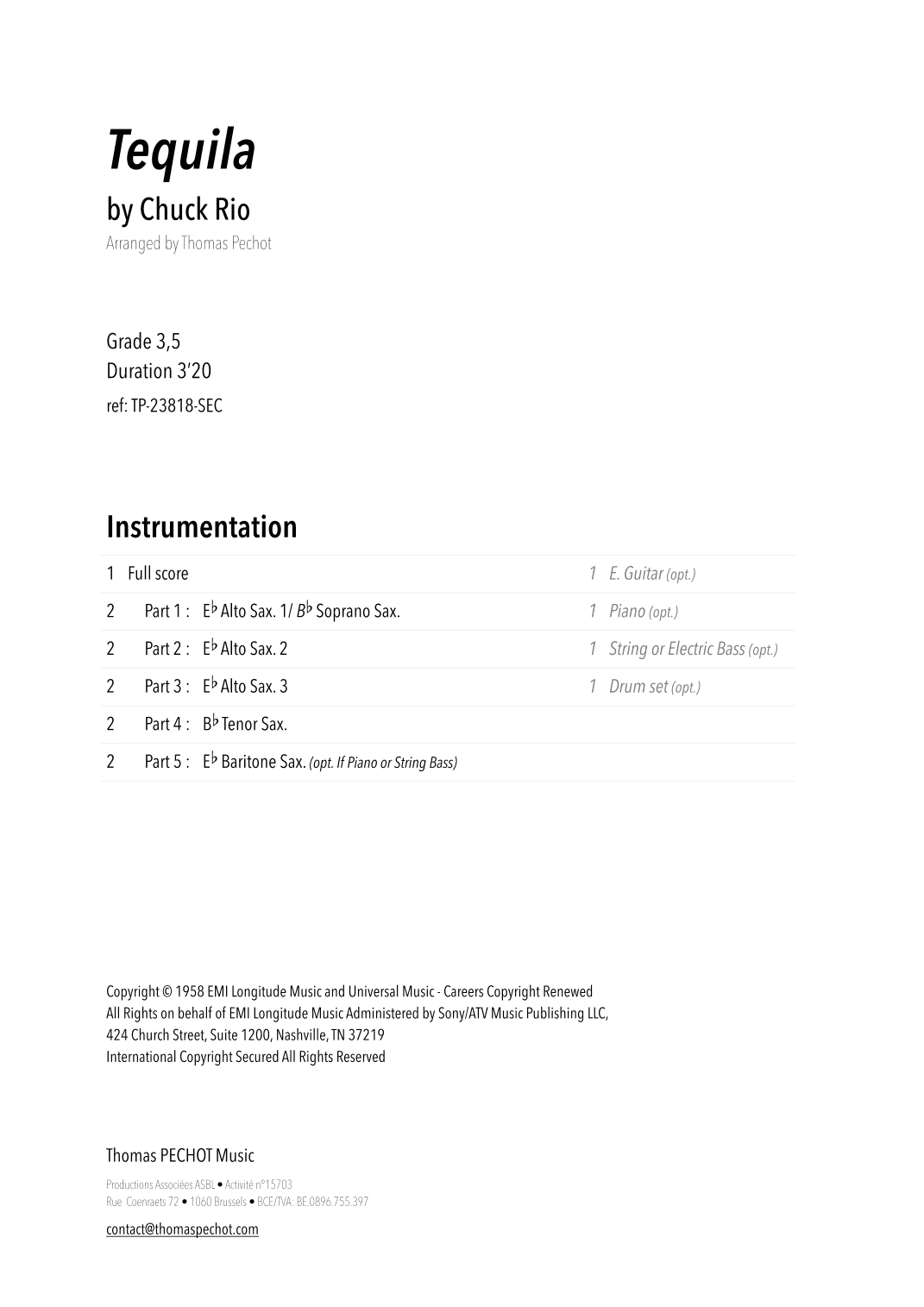 Tequila (arr. Thomas PECHOT)
