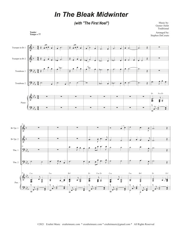 In The Bleak Midwinter (with "The First Noel") (Brass Quartet and Piano - Alternate Version) (arr. Stephen DeCesare)