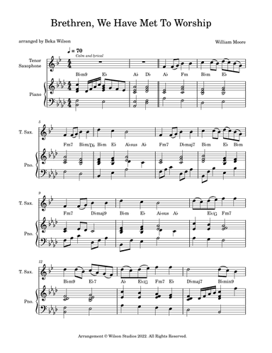 Brethren, We Have Met To Worship--tenor sax solo (arr. Beka Wilson)