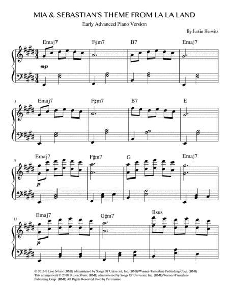 Mia & Sebastian's Theme (arr. Kimberly Steele)