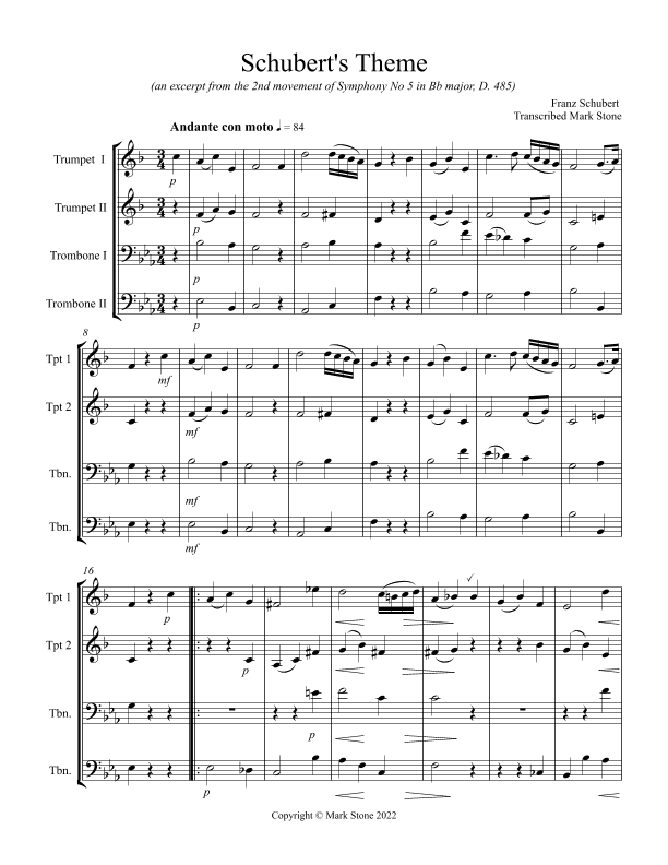 Schubert's Theme (arr. Mark Stone)