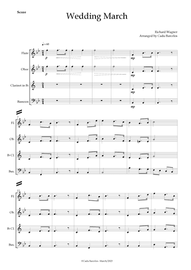 Wedding March (Wagner) Woodwing Quartet (arr. Cadu Barcelos)