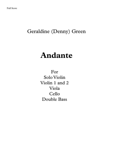 Andante For Solo Violin and Strings  (Standard Arrangement)