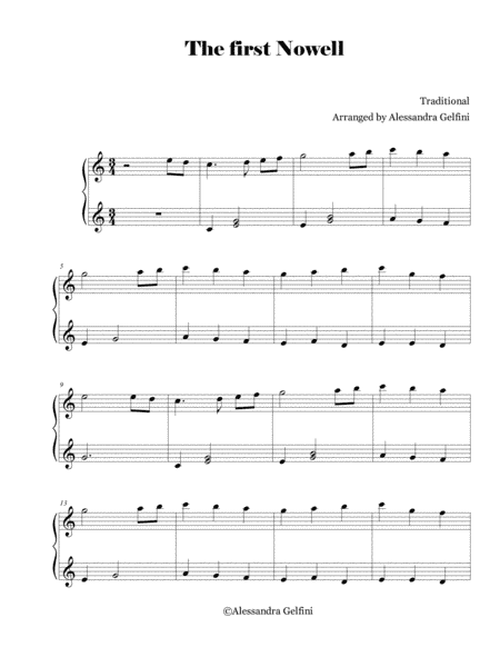 The first Nowell - Christmas easy piano solo (arr. Alessandra Gelfini)
