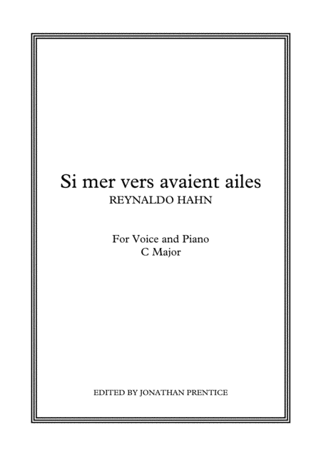 Si mes vers avaient ailes (C Major) (arr. Jonathan Prentice)