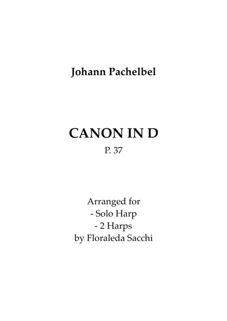 Canon in D for Solo Harp and 2 Harps (arr. Floraleda Sacchi)