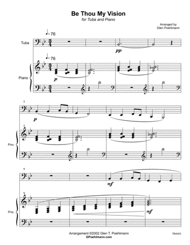 BE THOU MY VISION - TUBA SOLO with Piano Accompaniment (arr. Glen Poehlmann)