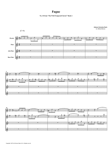 Fugue 18 from Well-Tempered Clavier, Book 2 (Flute Quartet) (arr. Richard Byrnes)